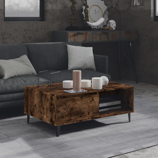 Konferenční Stolek Kouřový Dub 90 X 60 X 35 Cm Kompozitní Dřevo