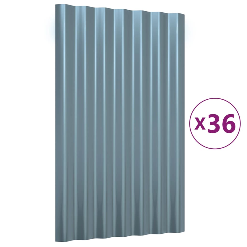 Střešní Panely 36 Ks Pozinkovaná Ocel Šedé 60 X 36 Cm
