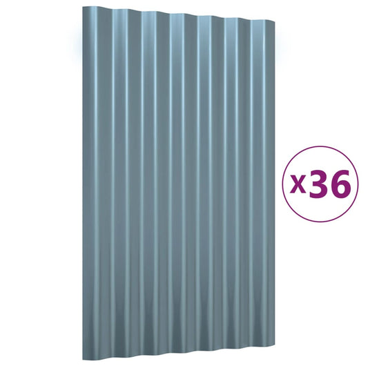 Střešní Panely 36 Ks Pozinkovaná Ocel Šedé 60 X 36 Cm