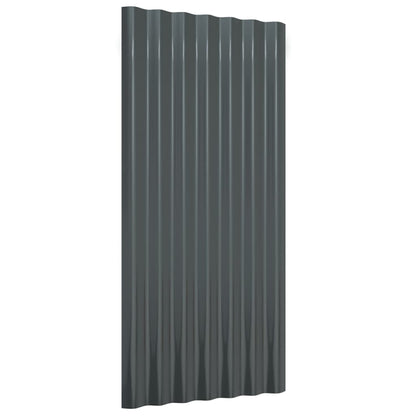 Střešní Panely 12 Ks Pozinkovaná Ocel Antracit 80 X 36 Cm