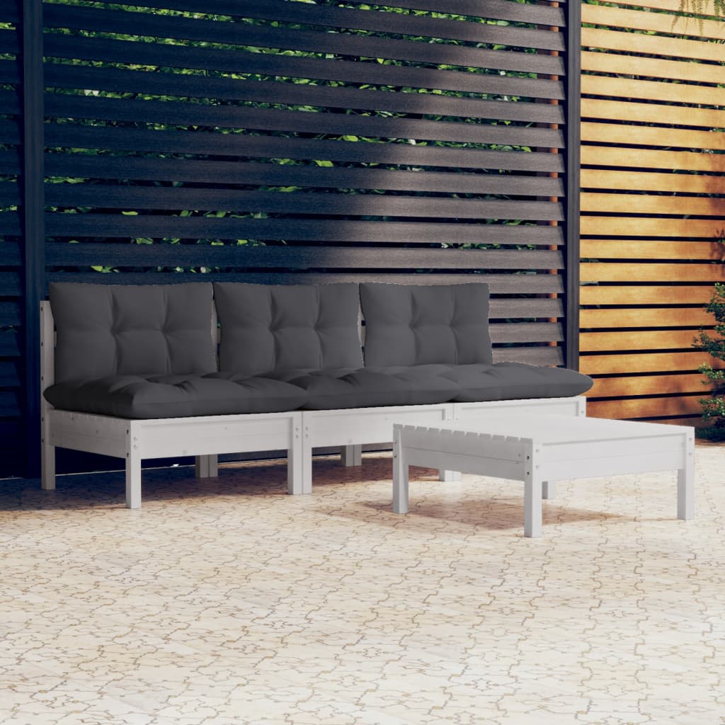 4Dílná Zahradní Sedací Souprava S Krémovými Poduškami Borovice