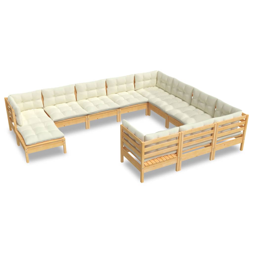 11Dílná Zahradní Sedací Souprava S Krémovými Poduškami Borovice