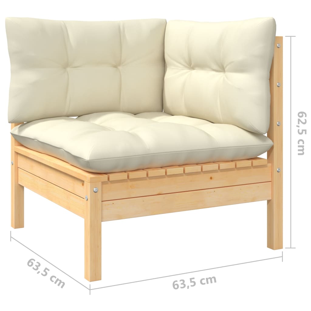 10Dílná Zahradní Sedací Souprava S Krémovými Poduškami Borovice