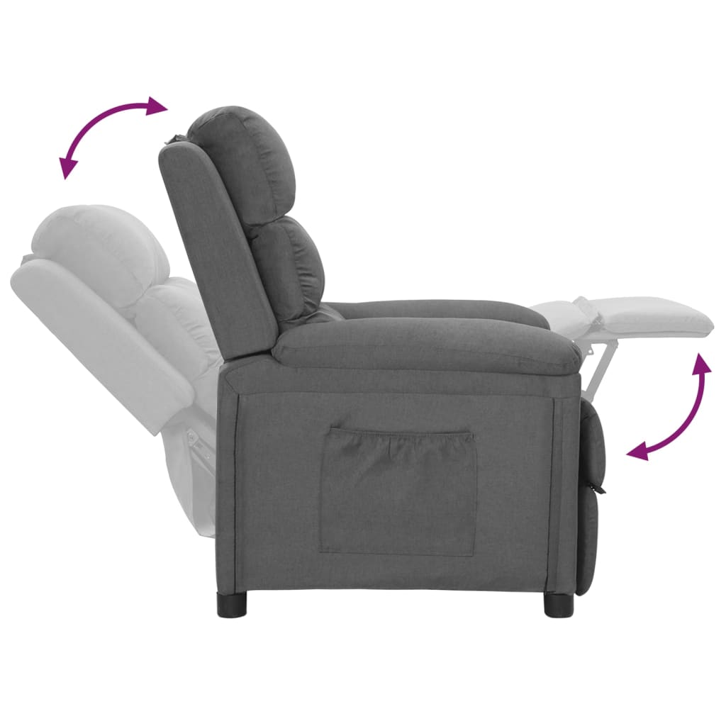 Polohovací Křeslo Světle Šedé Textil