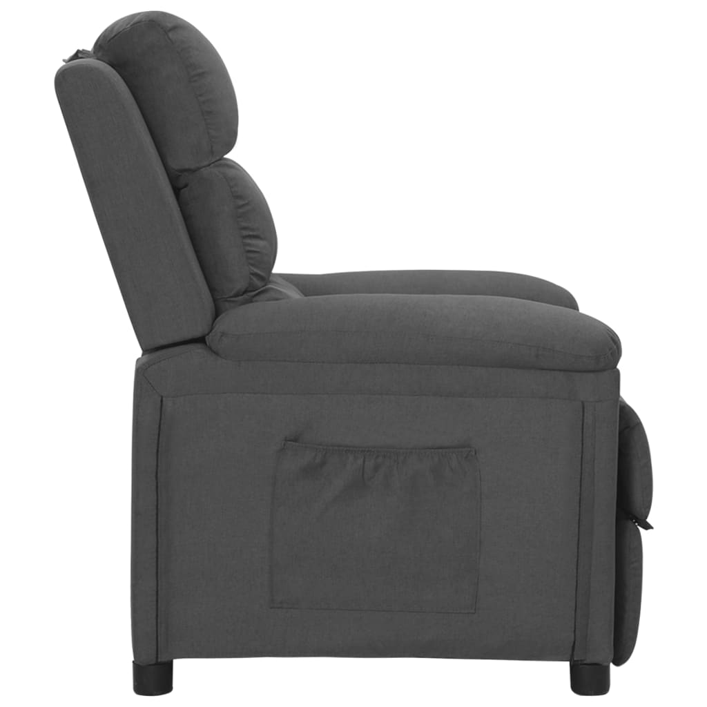 Polohovací Křeslo Tmavě Šedé Textil
