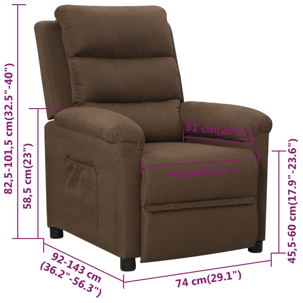 Polohovací Křeslo Hnědé Textil