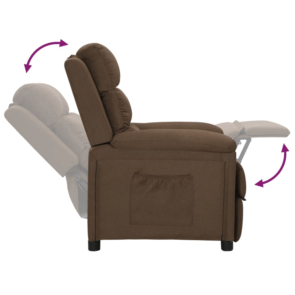 Polohovací Křeslo Hnědé Textil