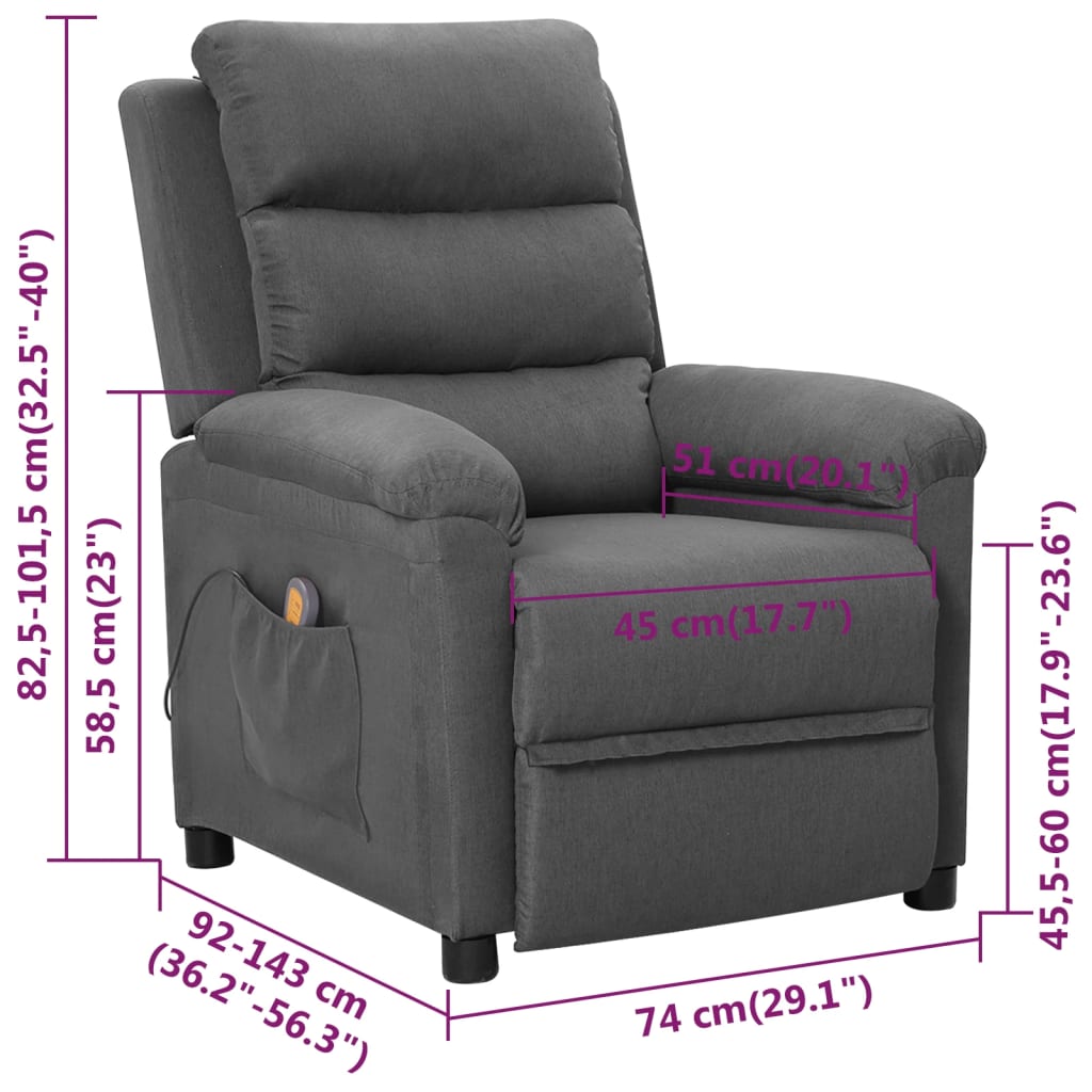 Masážní Křeslo Světle Šedé Textil