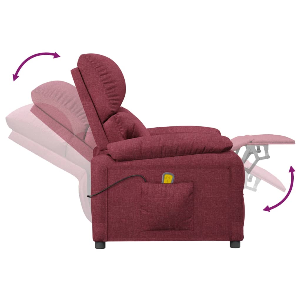 Masážní Křeslo Vínové Textil