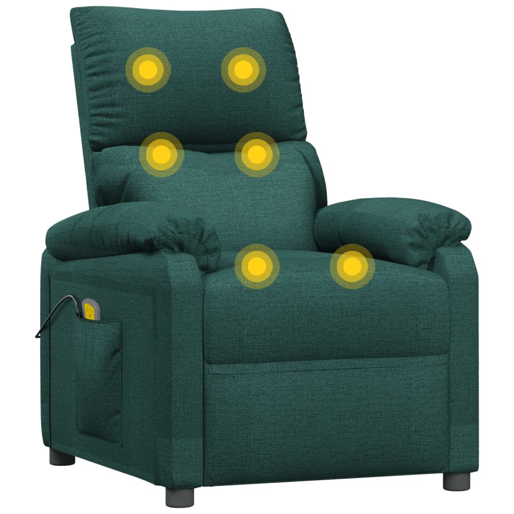 Masážní Křeslo Tmavě Zelené Textil