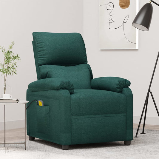 Masážní Křeslo Tmavě Zelené Textil