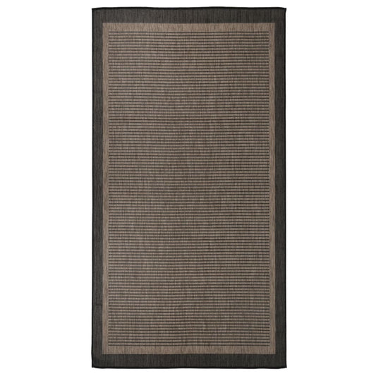 Venkovní hladce tkaný koberec 80x150 cm tmavě hnědá