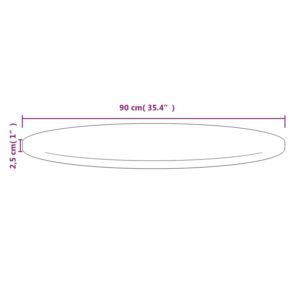 Stolní Deska Ø 90 X 2,5 Cm Masivní Borové Dřevo