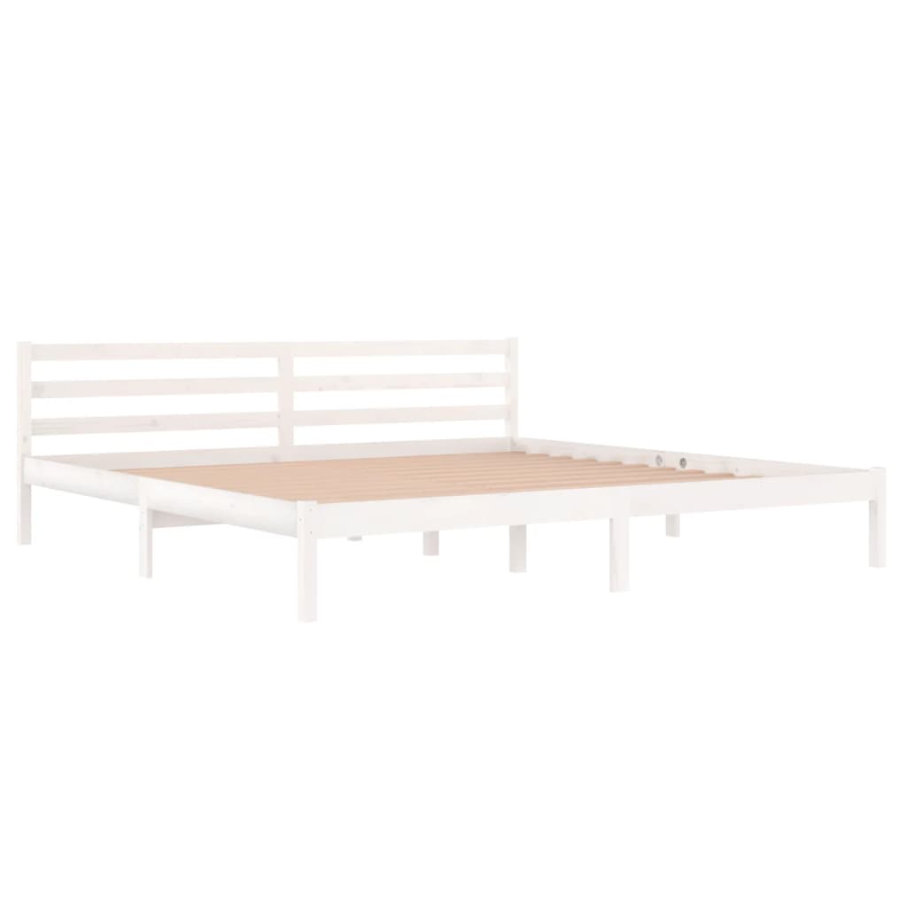 Rám Postele Masivní Borové Dřevo 200 X 200 Cm Bílý
