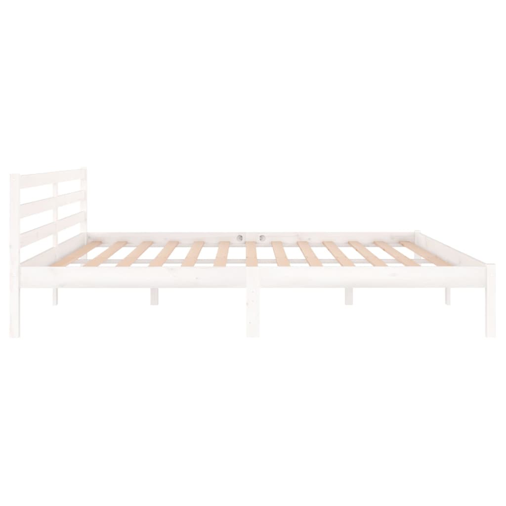 Rám Postele Masivní Borové Dřevo 200 X 200 Cm Bílý