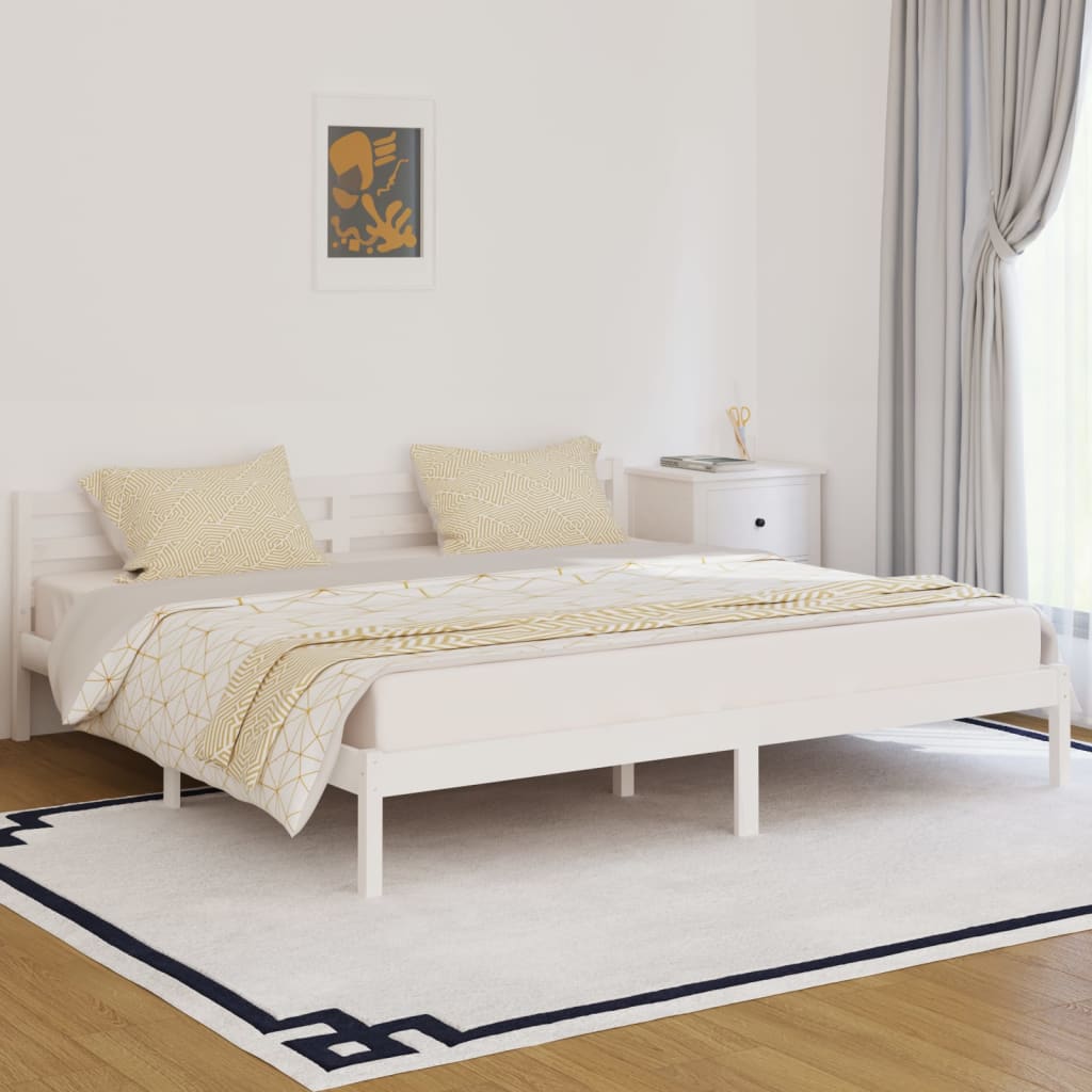 Rám Postele Masivní Borové Dřevo 200 X 200 Cm Bílý