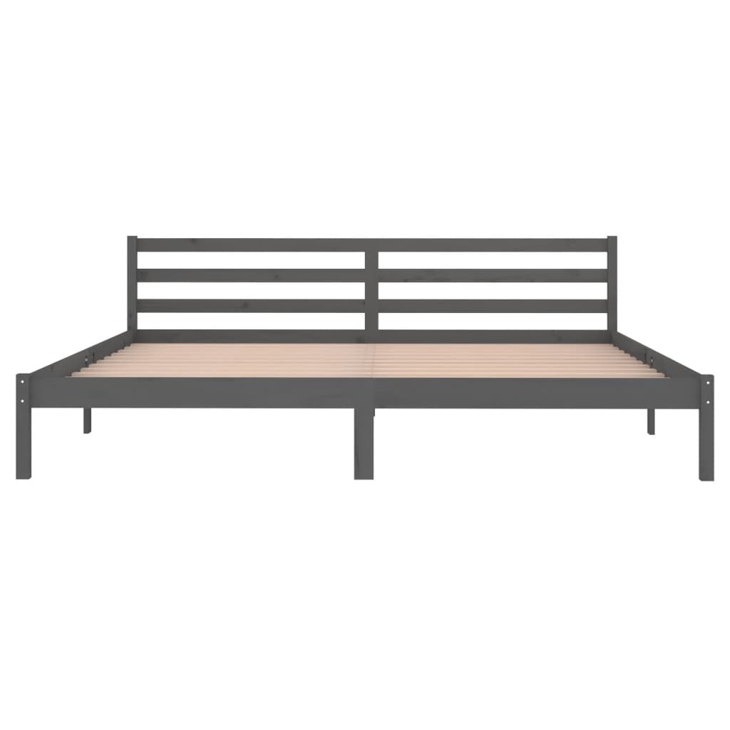 Rám Postele Masivní Borové Dřevo 200 X 200 Cm Šedý