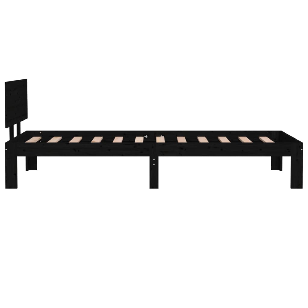 Rám Postele Černý Masivní Dřevo 75 X 190 Cm Malé Jednolůžko