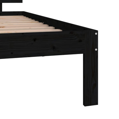 Rám Postele Černý Masivní Dřevo 75 X 190 Cm Malé Jednolůžko