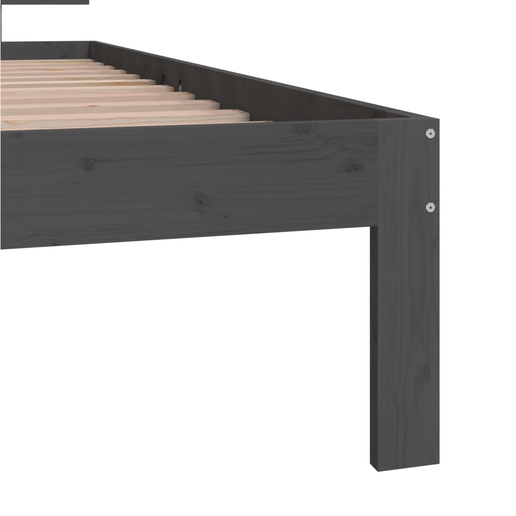 Rám Postele Šedý Masivní Borovice 90 X 200 Cm