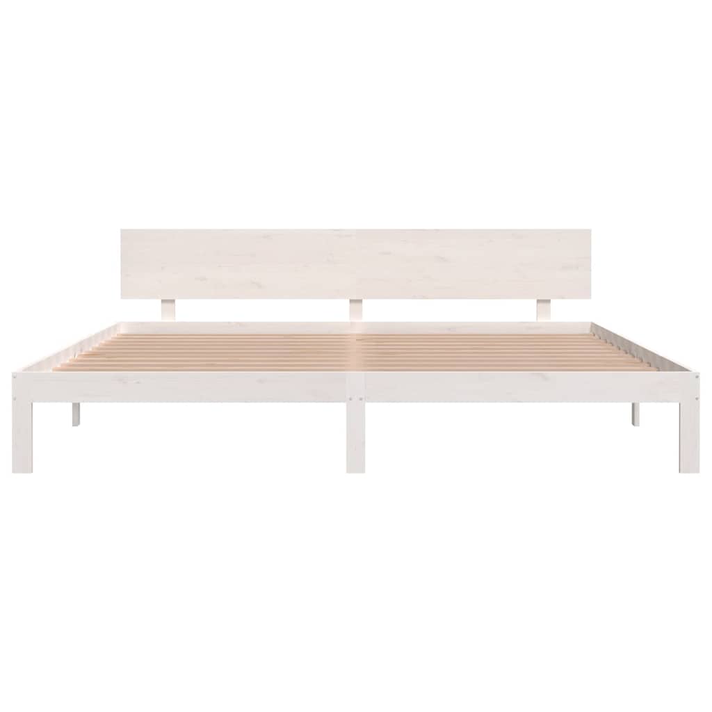 Rám Postele Bílý Masivní Dřevo Borovice 200 X 200 Cm