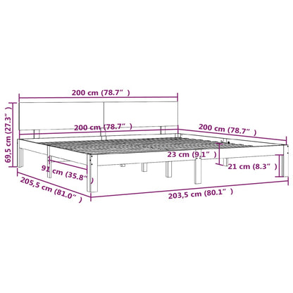 Rám Postele Bílý Masivní Dřevo Borovice 200 X 200 Cm