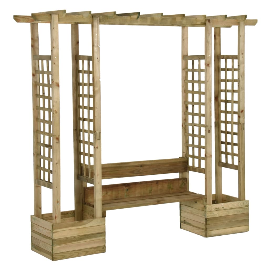 Zahradní Pergola S Lavicí A Truhlíky Impregnovaná Borovice