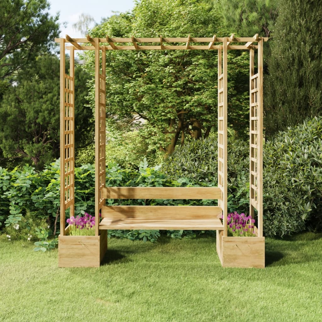 Zahradní Pergola S Lavicí A Truhlíky Impregnovaná Borovice