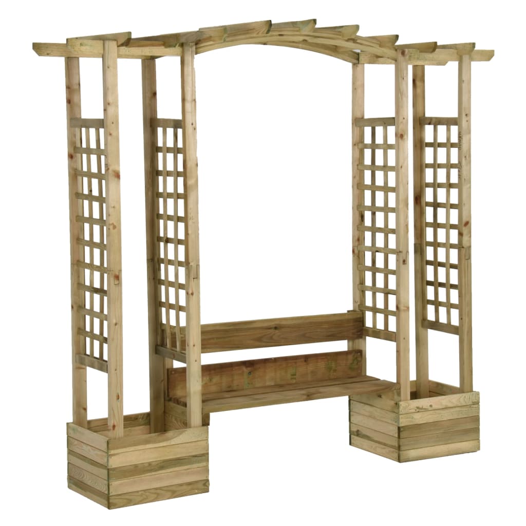 Zahradní Pergola S Lavicí A Truhlíky Impregnovaná Borovice