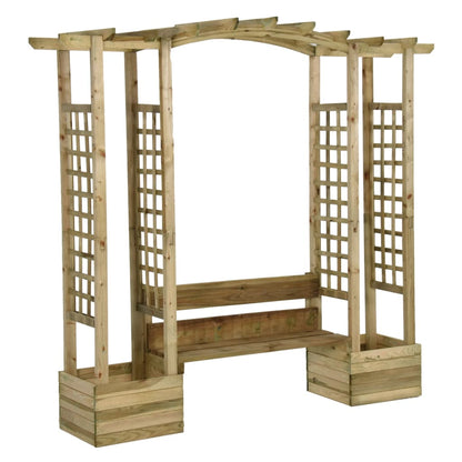 Zahradní Pergola S Lavicí A Truhlíky Impregnovaná Borovice