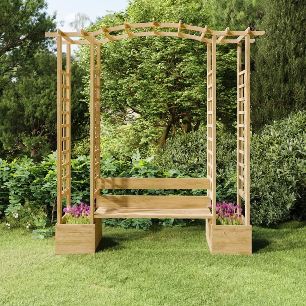 Zahradní Pergola S Lavicí A Truhlíky Impregnovaná Borovice
