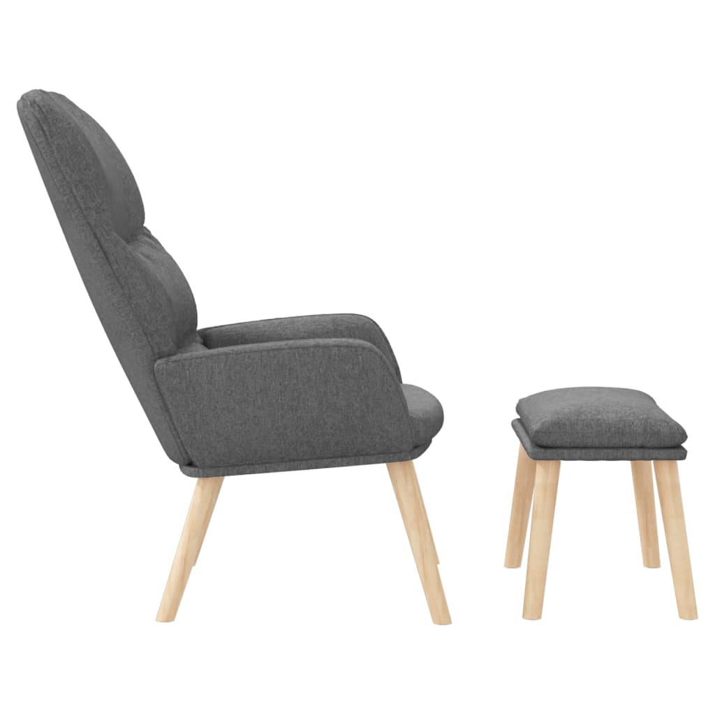Relaxační Křeslo Se Stoličkou Světle Šedé Textil