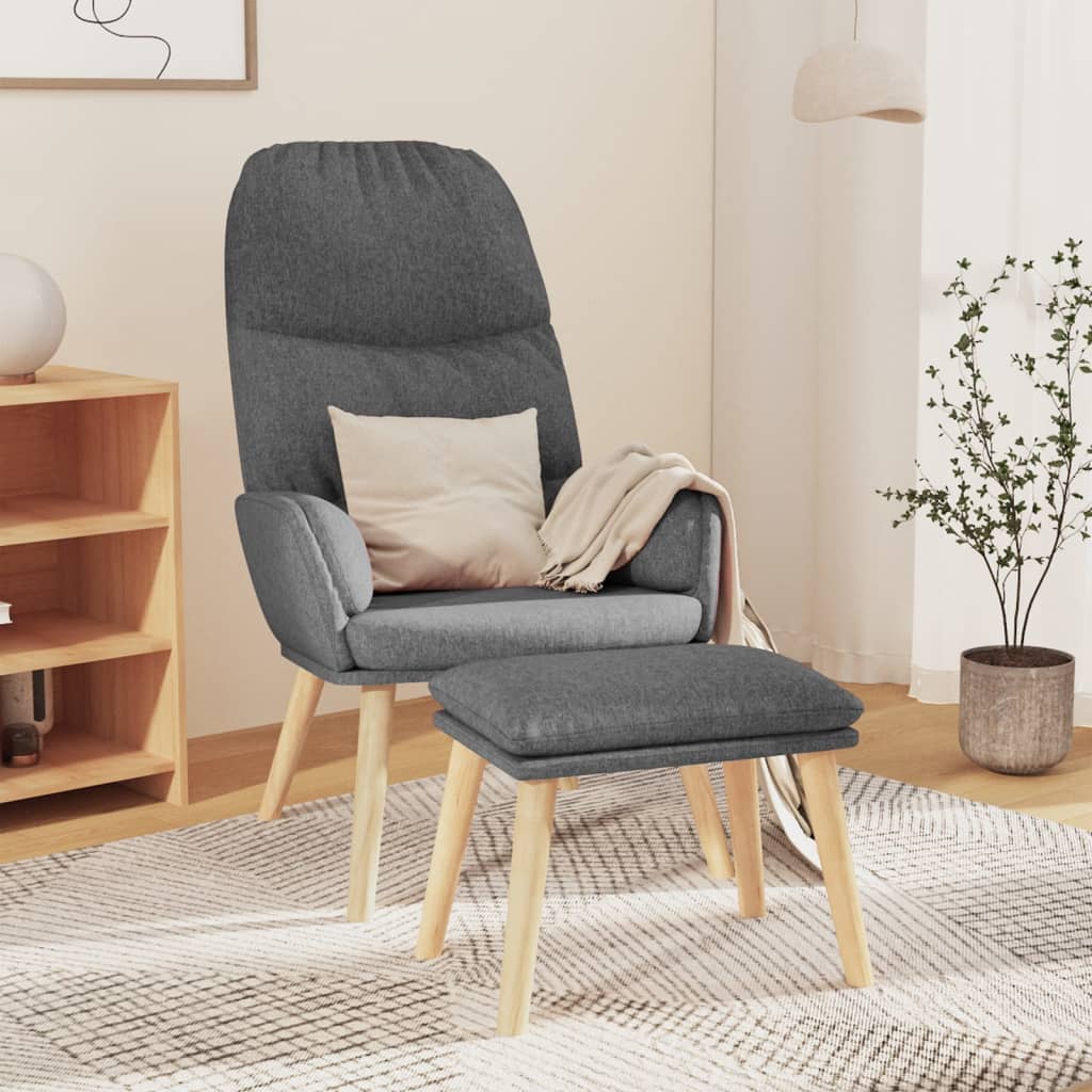 Relaxační Křeslo Se Stoličkou Světle Šedé Textil