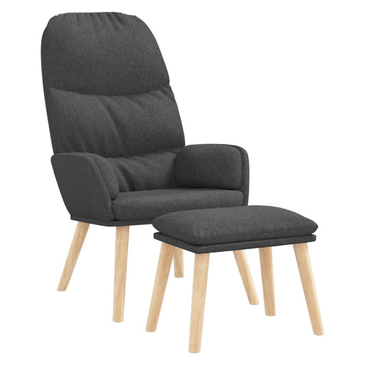Relaxační Křeslo Se Stoličkou Tmavě Šedé Textil