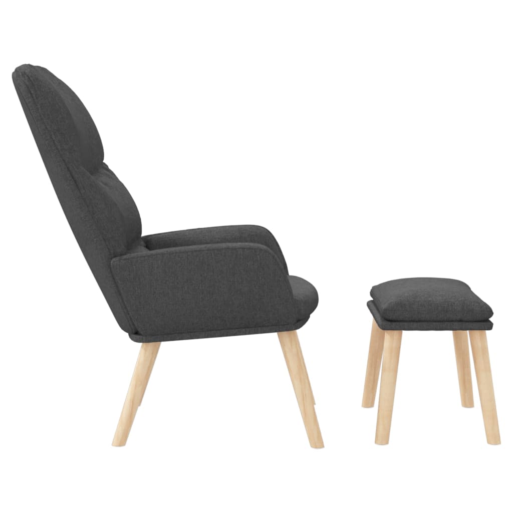 Relaxační Křeslo Se Stoličkou Tmavě Šedé Textil