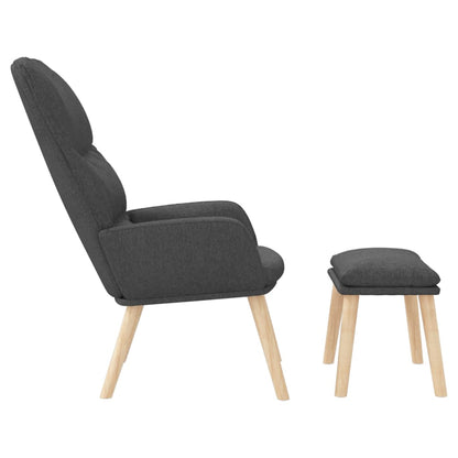 Relaxační Křeslo Se Stoličkou Tmavě Šedé Textil