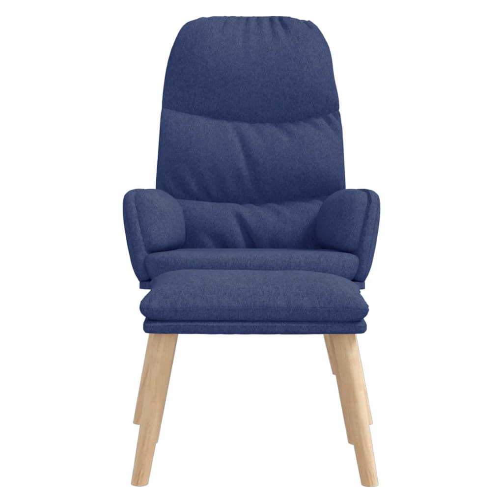 Relaxační Křeslo Se Stoličkou Modré Textil