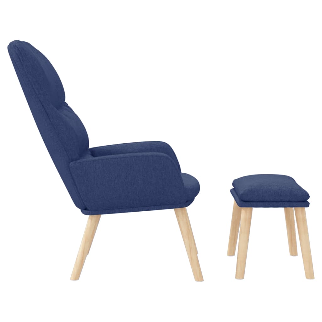 Relaxační Křeslo Se Stoličkou Modré Textil