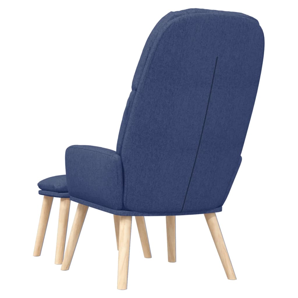 Relaxační Křeslo Se Stoličkou Modré Textil