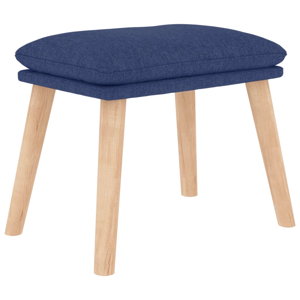 Relaxační Křeslo Se Stoličkou Modré Textil