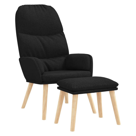 Relaxační Křeslo Se Stoličkou Černé Textil