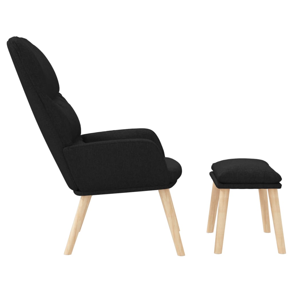 Relaxační Křeslo Se Stoličkou Černé Textil
