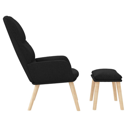 Relaxační Křeslo Se Stoličkou Černé Textil