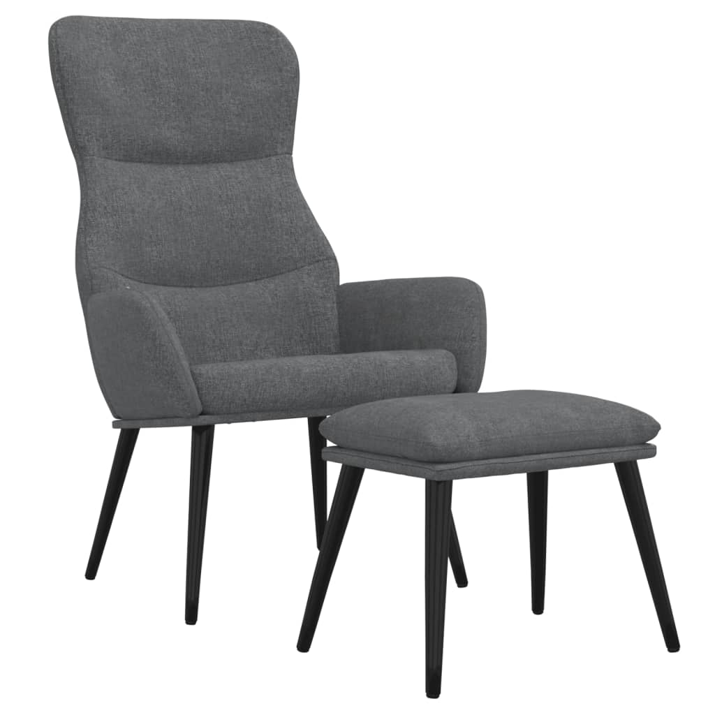Relaxační Křeslo Se Stoličkou Světle Šedé Textil