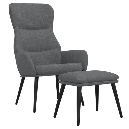 Relaxační Křeslo Se Stoličkou Světle Šedé Textil