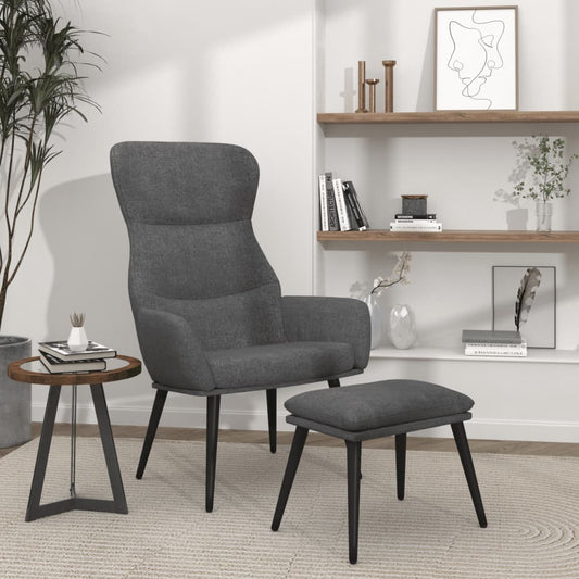 Relaxační Křeslo Se Stoličkou Světle Šedé Textil