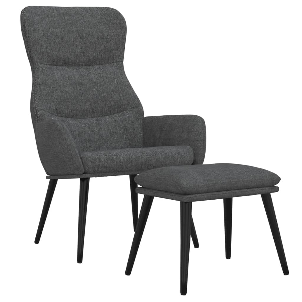 Relaxační Křeslo Se Stoličkou Tmavě Šedé Textil