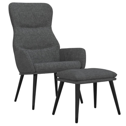 Relaxační Křeslo Se Stoličkou Tmavě Šedé Textil
