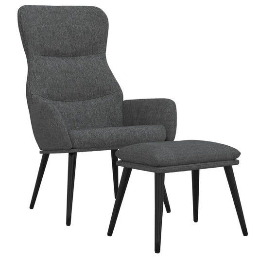 Relaxační Křeslo Se Stoličkou Tmavě Šedé Textil