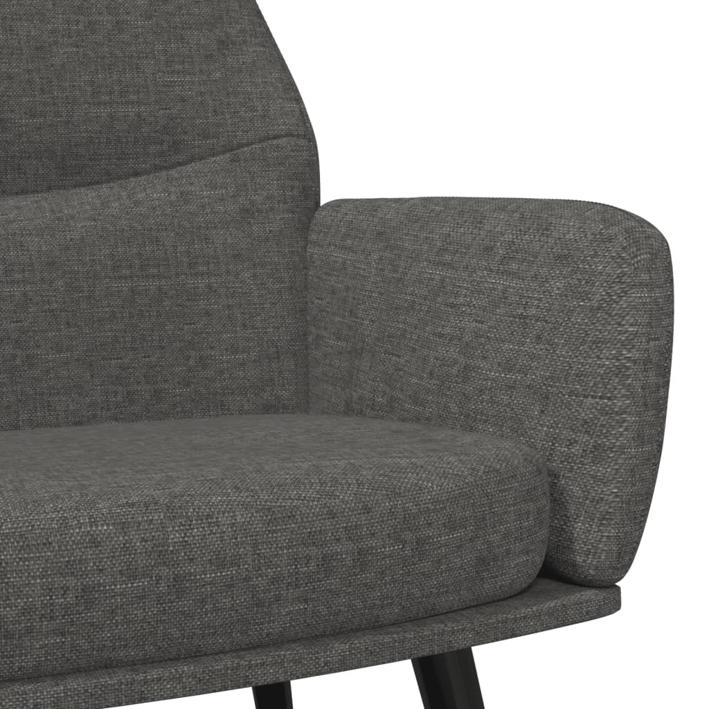 Relaxační Křeslo Se Stoličkou Tmavě Šedé Textil